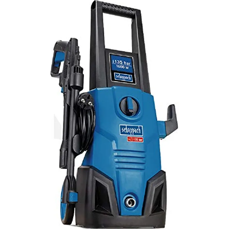 Scheppach Hochdruckreiniger HCE 1600, 1600 W Motor mit 135 Bar, inkl. 9-tlg. Zubehörset für vielseitige Anwendungen