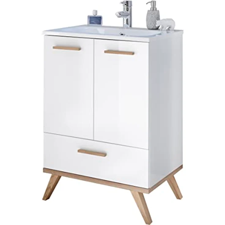 Pelipal Quickset 923 Waschtisch mit Unterschrank, Holzwerkstoff, Eiche Ribbeck quer NB, 89,5x61x46 cm – Bild 2
