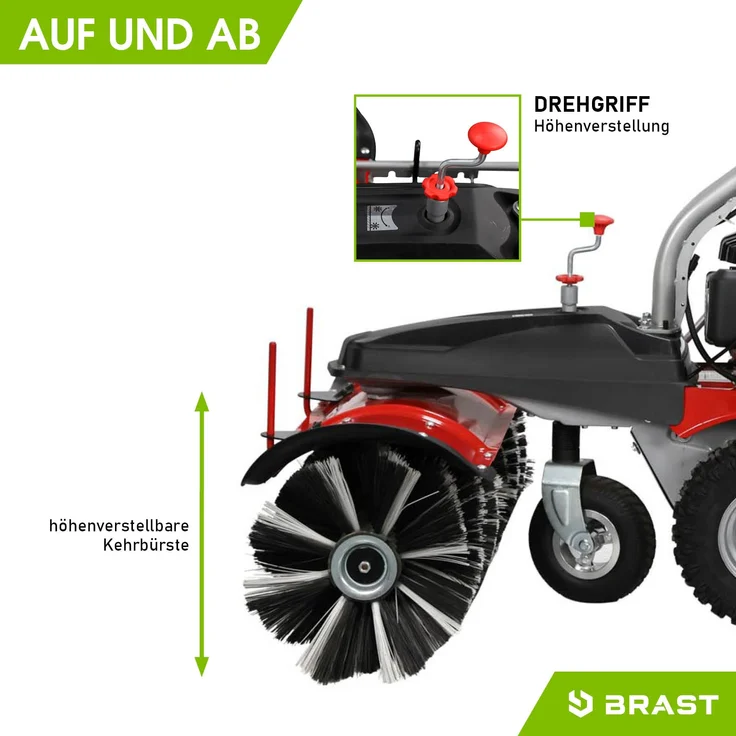 Brast Benzin Kehrmaschine Laubsammler Schneeschieber XXL Premium 4,8kW(6,5PS) 100cm Breite Elektrostart Schneeketten 3 in 1 Gerät – Bild 5