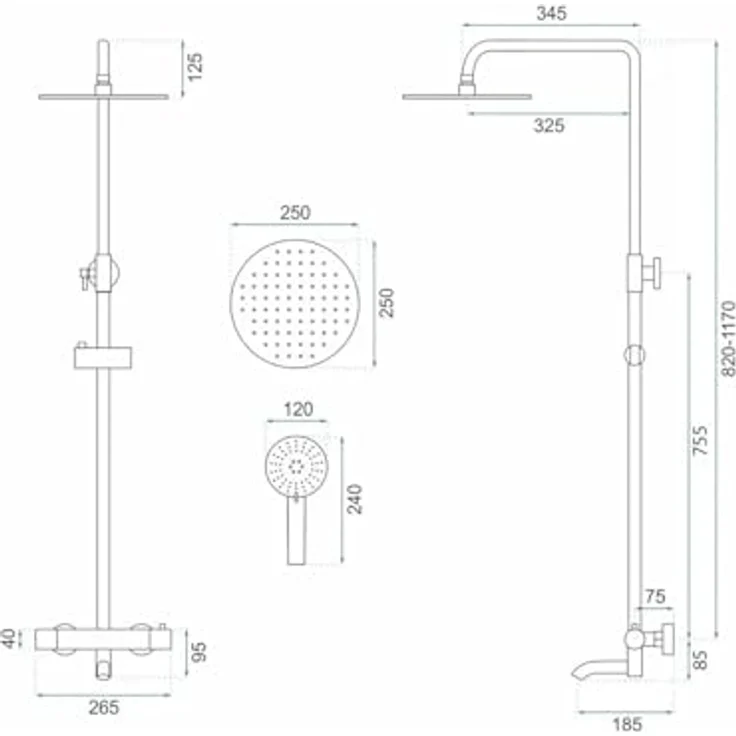 wohnwerk.idee Duschsystem Dusche mit Wannenauslauf mit Thermostat Lungo Gold, 2 Strahlart(en) - Preisvergleich – Bild 5