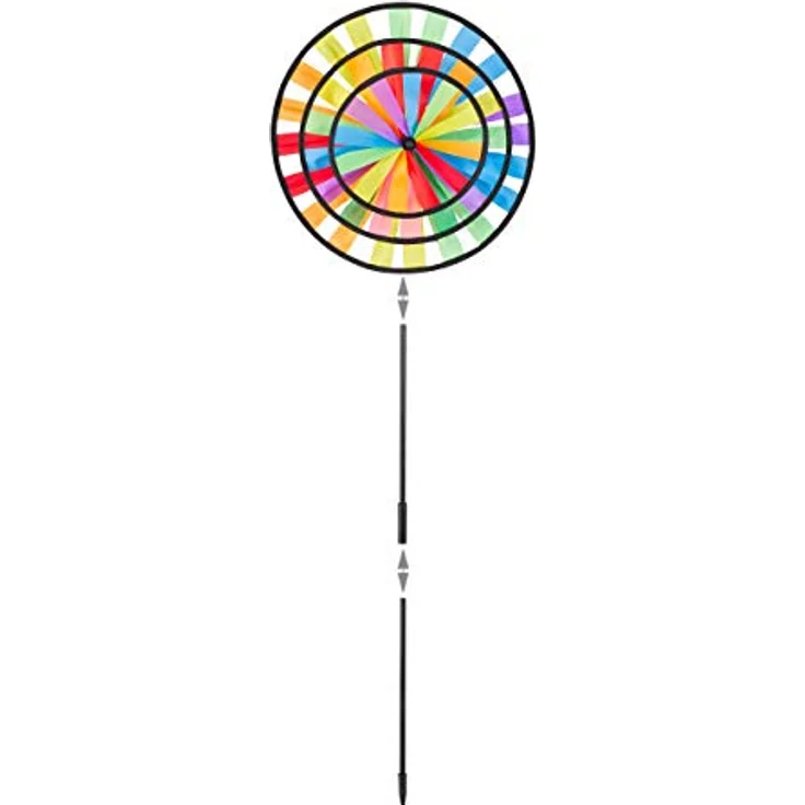 Relaxdays 4 x Windrad Gartenstecker, Regenbogen Design, für Balkon oder Terrasse, 73,5 x 35,5 x 15 cm, bunt – Bild 4