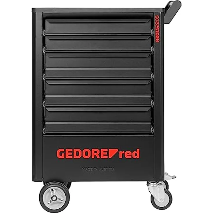 Gedore Wks.Wagen GEDWorker 5 Schubladen, Werkstattwagen aus Stahlblech, korrosionsbeständig, RAL 9005, Tragfähigkeit 200 kg