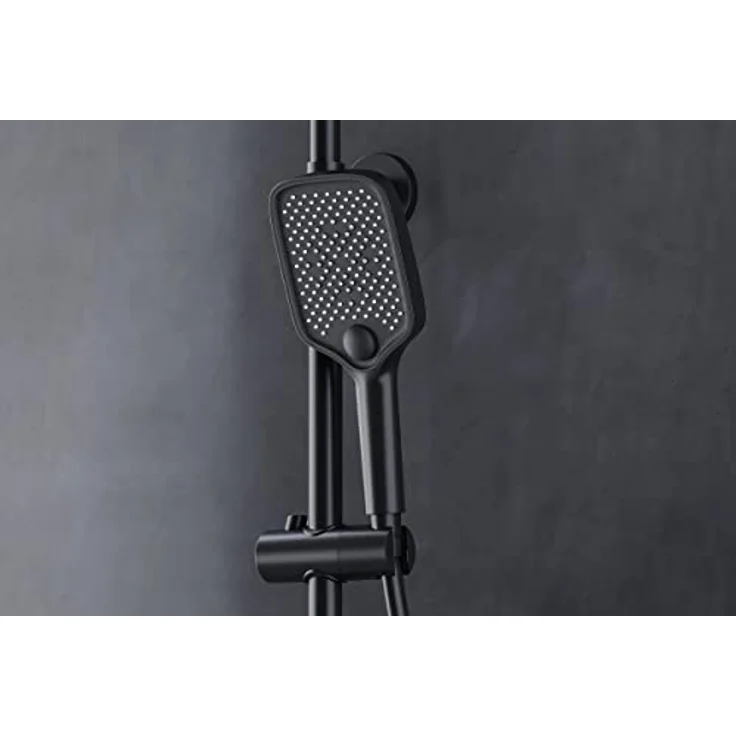 Bernstein Duschsystem BS371, Schwarz matt, inkl. Duschkopf und Handbrause, Thermostat, Ablagefläche, rund oder eckig – Bild 3