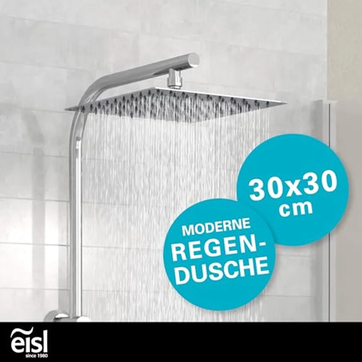 Eisl Brausegarnitur EASY DELUXE, Regendusche, höhenverstellbar, inkl. Duschabzieher – Bild 2