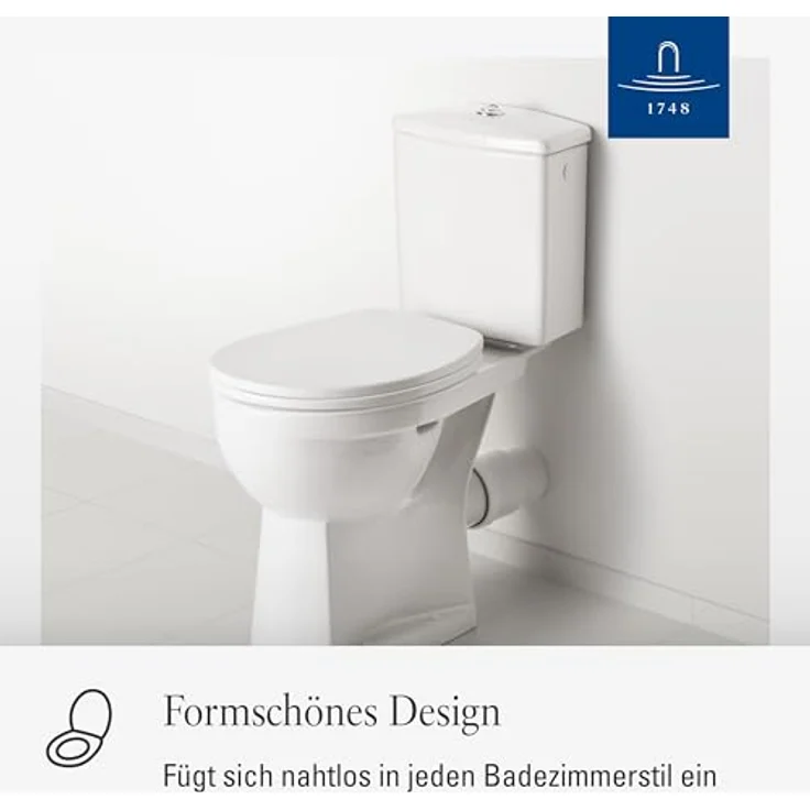 Villeroy & Boch Omnia classic WC-Sitz, Duroplast, Weiß, mit Edelstahl-Scharniere – Bild 3