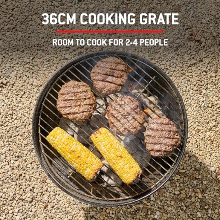 Weber 1123004 Smokey Joe Premium, Holzkohlegrill, 37 cm, crimson rot, für unterwegs, tragbar – Bild 6