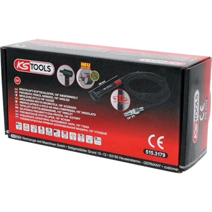 KS Tools Strahlpistole, Druckluftwerkzeug mit stufenloser Geschwindigkeitsregulierung, vibrationsgedämpft, Aluminium-Gehäuse, 186 Watt – Bild 4