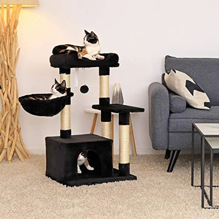lionto Kratzbaum Kletterbaum Katzenkratzbaum Katzenbaum Höhe 85 cm, schwarz – Bild 2