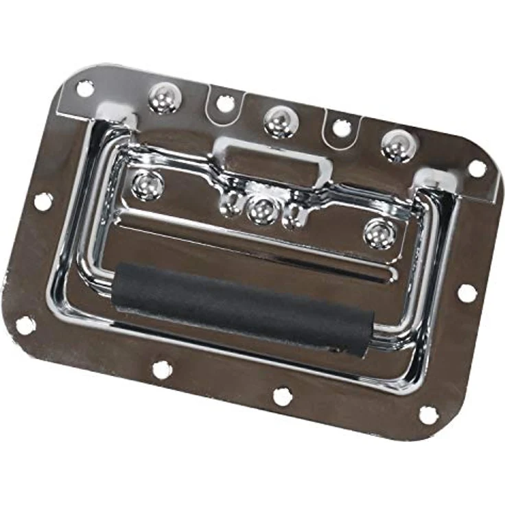 HMF 14992-09 Klappgriff 2er Set, gefedert mit Einbauschale, robust, 16 x 10,7 cm, Silber – Bild 3