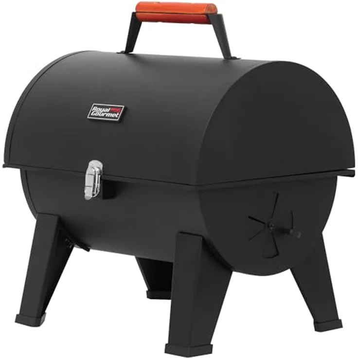 Royal Gourmet Tragbarer Holzkohlegrill mit doppelseitigen Kochbereichen, 44x31,8 cm Grillfläche, Schwarz – Bild 1