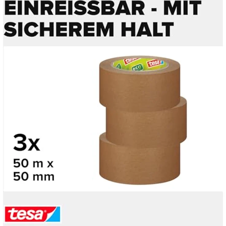 tesa Packband Papier, braun, 50m x 50mm, 3er Pack - Preisvergleich – Bild 3