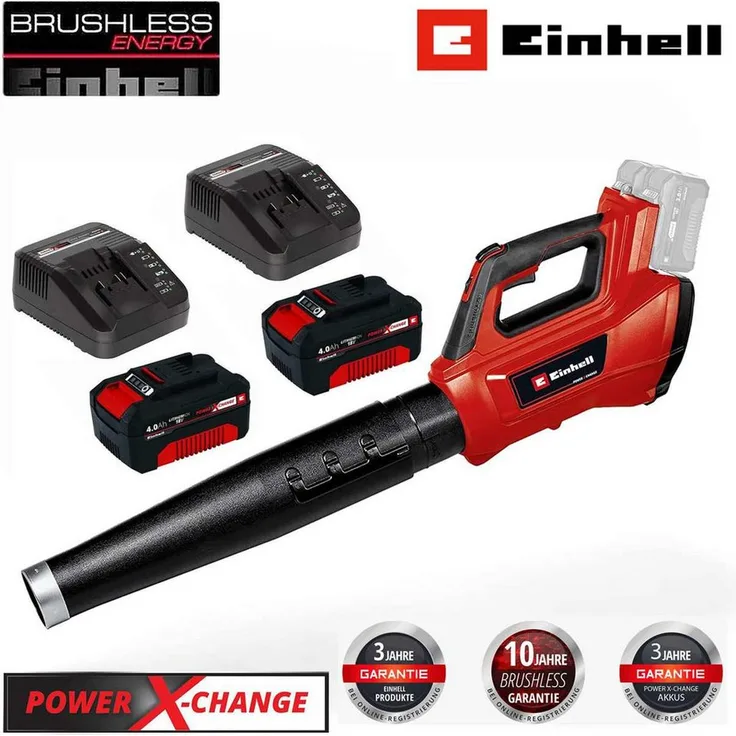 Einhell Akku-Laubbläser GP-LB 36/210 Li E-36V 816m³/h + 4.0 Ah Akku + Ladegerät - Power X-Change, Lithium-Ionen, Turboschalter, 3-stufiges abnehmbares Rohr, inkl. Tragegurt, blau - Preisvergleich