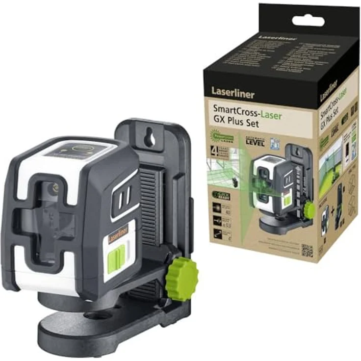Laserliner SmartCross-Laser GX Plus Set, Kreuzlinienlaser mit grüner Lasertechnologie und max. Arbeitsbereich von 40 m, inkl. PocketWallHolder – Bild 4