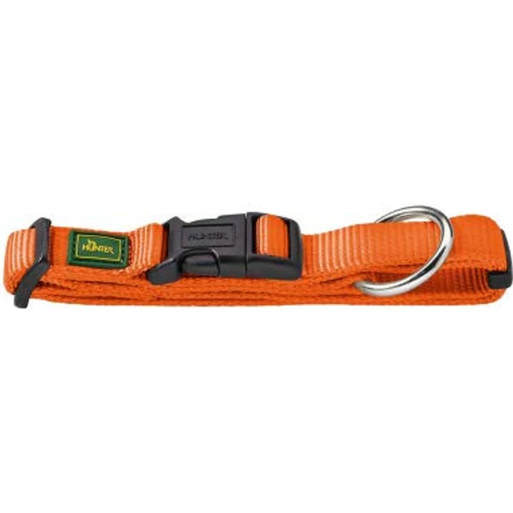 HUNTER Hundehalsung Vario Plus, Nylon, mit Zugentlastung, mit Klickverschluss, L, 40-63 cm, Breite 2,5 cm, orange – Bild 1