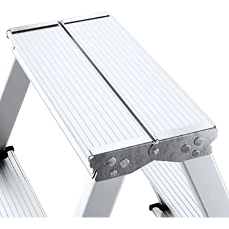 DRABEST Trittleiter Klapptritt Alu Leiter 2 x 4 Stufen Beidseitig Mehrzweckleiter bis 125 kg Belastbar Leiter… – Bild 5