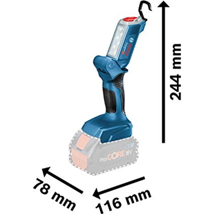 Bosch Professional Akku LED Lampe GLI 18V-300 (Max. Helligkeit 300 Lumen, Ohne Akkus und Ladegerät, im Karton) – Bild 2