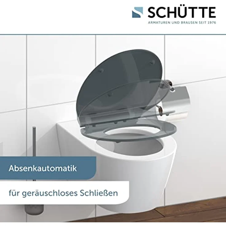 Schütte WC-Sitz Slim Anthrazit Duroplast mit Absenkautomatik, Schnellverschluss und universeller Form – Bild 2