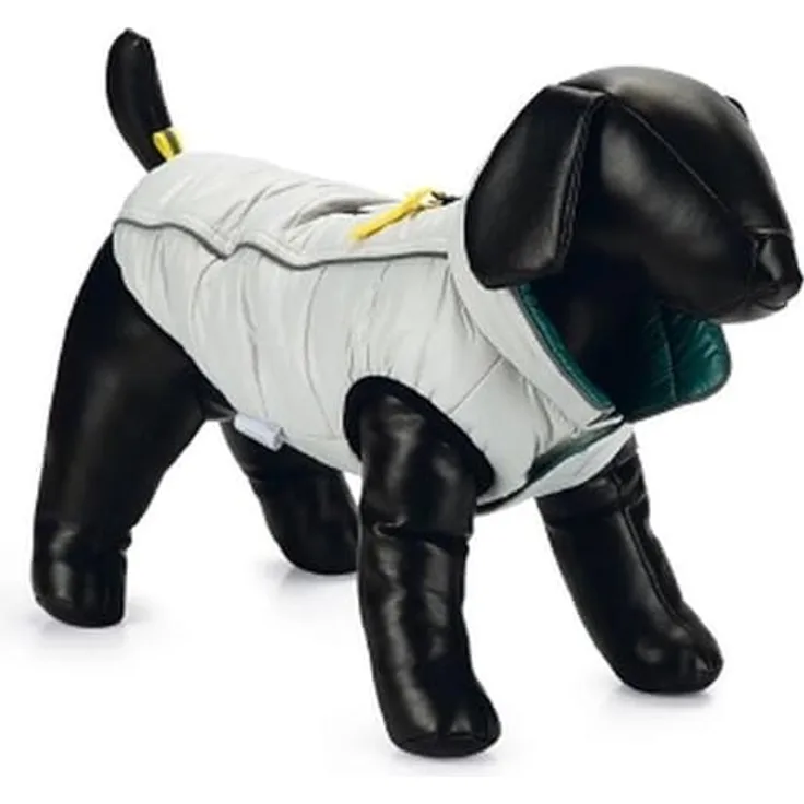 Beeztees Hundemantel Maly (M, Hundemantel), wasserabweisend, Slim Fit Modell, reflektierender Streifen, grün/hellgrau