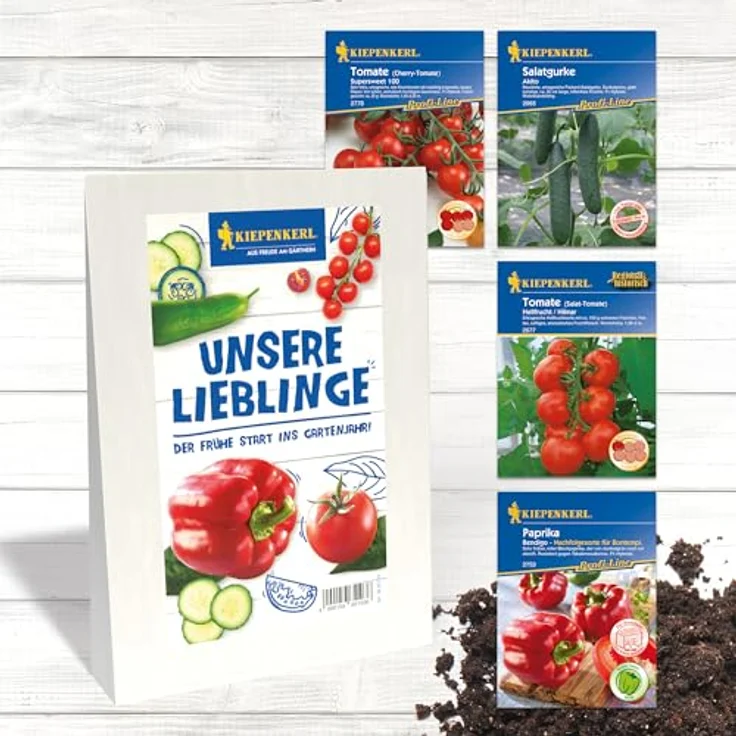 Kiepenkerl Gemüsesamen-Set 'Unsere Lieblinge', Aussaat ab Januar, enthält Tomaten, Paprika und Gurken für lange Erntezeit – Bild 1