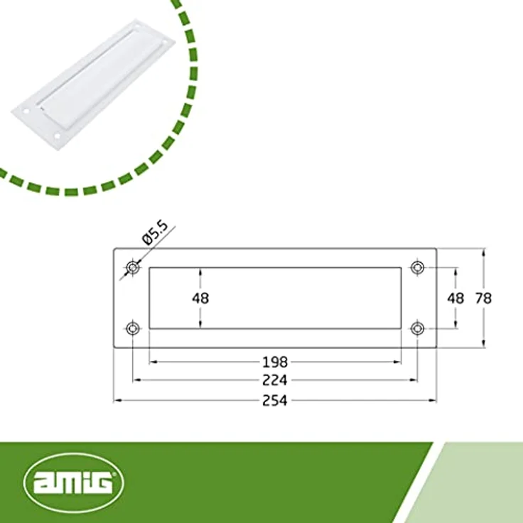 Amig - Briefschlitz für Briefkasten | Für Innen- und Außenwände oder -Türen | Briefeinwurf aus Edelstahl | Größe 254x73 cm | Schlitzmaße: 198x48 mm | Weiß Farbe – Bild 4