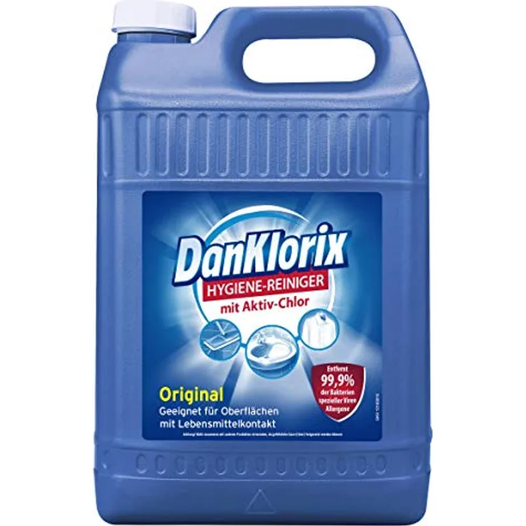DanKlorix Hygiene-Reiniger Original mit Chlor 5L - Reiniger für Haus & Garten, hochwirksam gegen Bakterien, Viren, Keime & Schimmelpilze