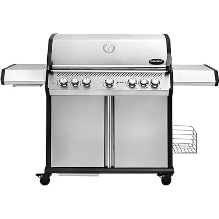 SANTOS S-518 Pro Edelstahl Gasgrill mit 5 Hauptbrennern, Backburner, 800°C Steakzone und beleuchteten Drehreglern – Bild 1