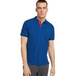 TOM TAILOR Poloshirt mit Knopfleiste und Logo, Baumwolle in Single Jerseystoff, dehnbar, blau