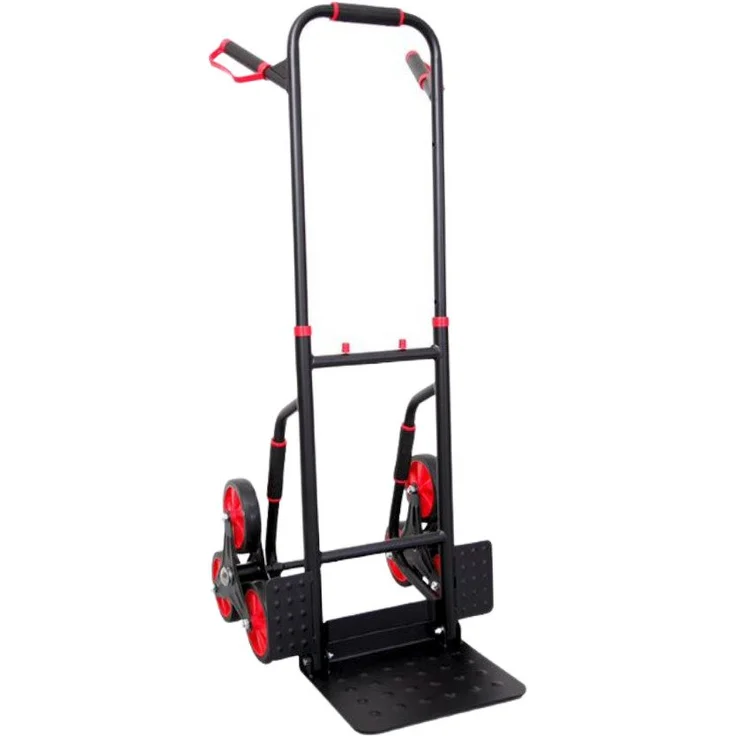 PROREGAL® Treppensackkarre TAURUS 250kg Stahlrahmen ergonomische Griffe Gummiräder, pulverbeschichtet rot/schwarz – Bild 1