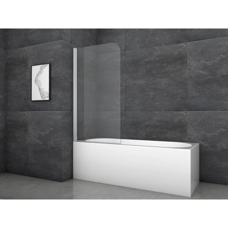Marwell Badewannenfaltwand Silver Glow, Einscheibensicherheitsglas, Einflügelig, mit Aluminiumprofil