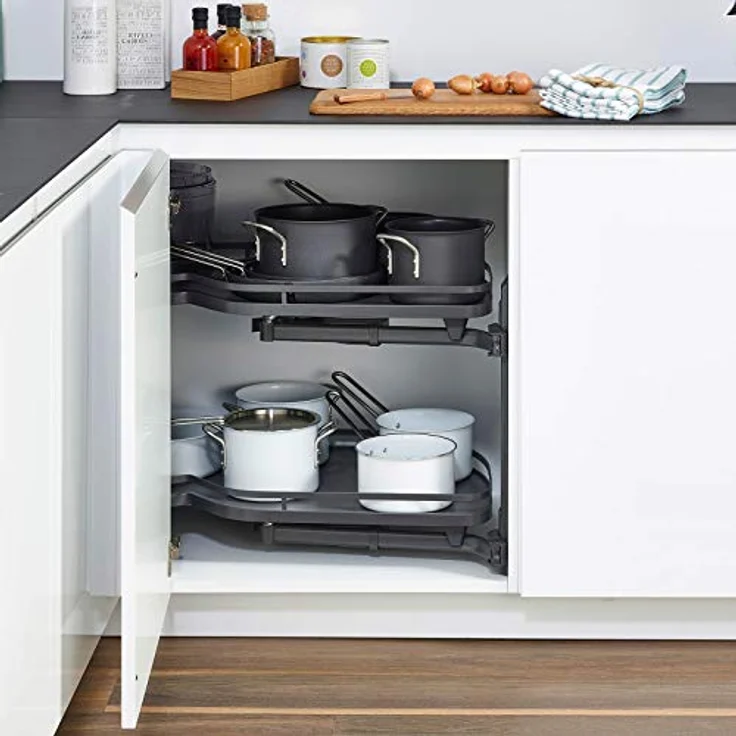 Lemans II anthrazit rechts ausschwenkend für Eckschrank mit 45 cm Türbreite und Lichter Schrankhöhe von 650-800 mm Eckschrankbeschlag Eckschrankauszug von SO-TECH® – Bild 2