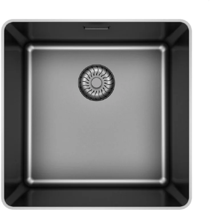 Caressi CAPPSR40R20GM Spüle, Flächenbündig, Edelstahl in Gun Metal (PVD), 400x400 mm, mit Korbventil-Set