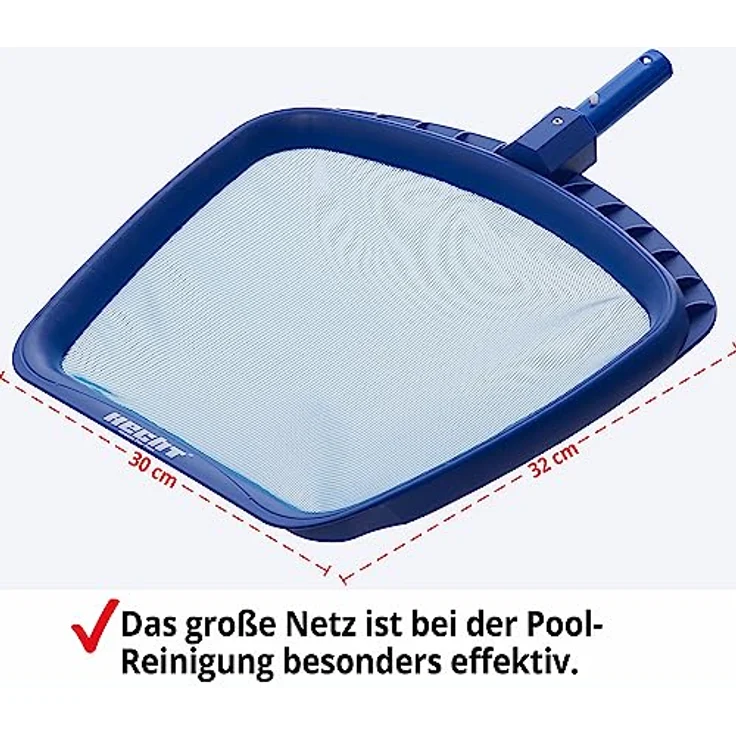 HECHT Pool Kescher Set mit teleskopierbarer Aluminiumstange, 1,9 m - 3,9 m, 32 x 30 cm Netzgröße, ideal für alle Poolgrößen – Bild 3