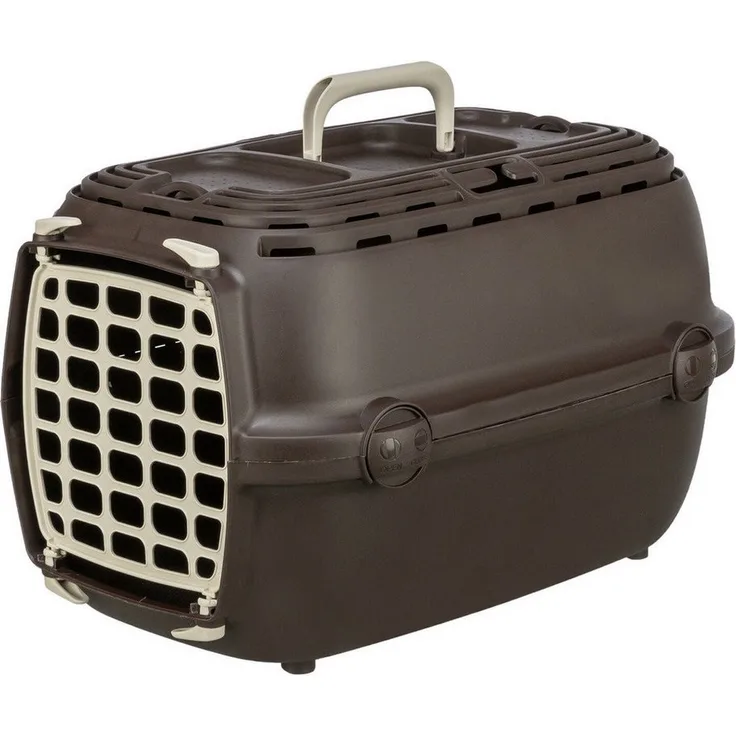 TRIXIE Transportbox Relax 1, Katzentransportbox in braun mit Tragegriff und Drehverschluss, entwickelt mit Tierärzten