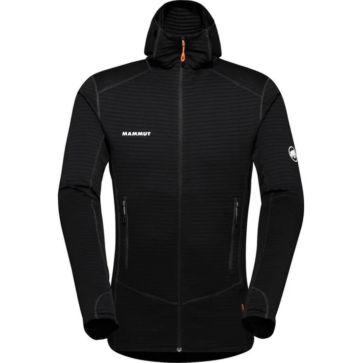 Mammut Fleecejacke Taiss Light mit Kapuze, Herren, 4-Wege-Stretchfleece, Nylonanteil, atmungsaktiv, schnell trocknend, Schwarz
