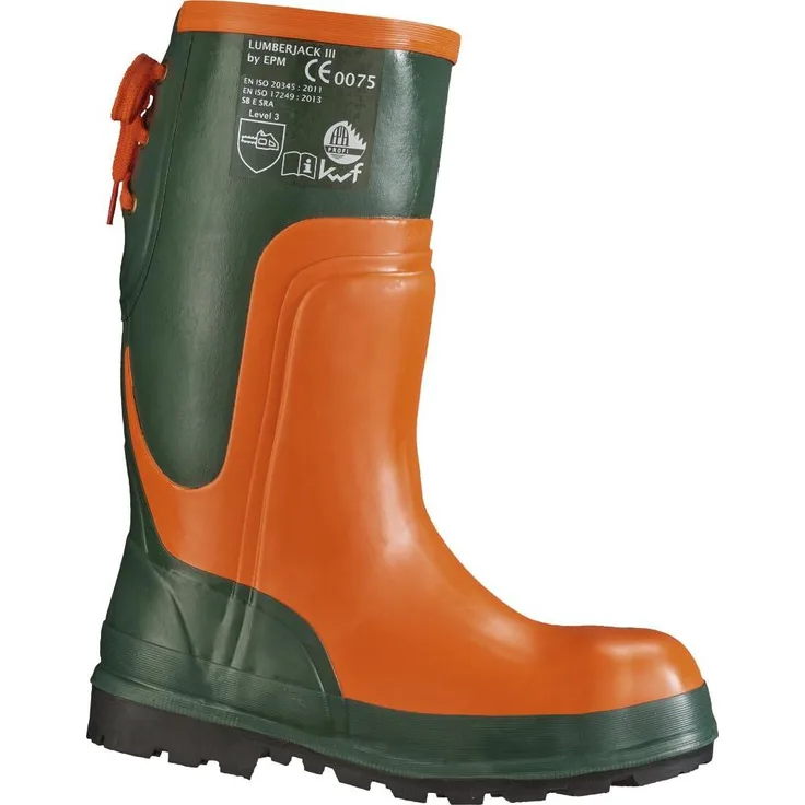 Feldtmann Forstsicherheitsstiefel Ulme, Sicherheitsschuhe Gr. 47, oliv/orange, mit Stahlkappe und Schnittschutzeinlage, EN ISO 20345, KWF-zertifiziert