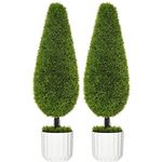 HOMCOM Kunstpflanze Zypresse 2er-Set, 90 cm Künstliche Pflanze, Kunstbaum im Topf, Zimmerpflanze mit Kunstmoos für Indoor, Outdoor, Grün