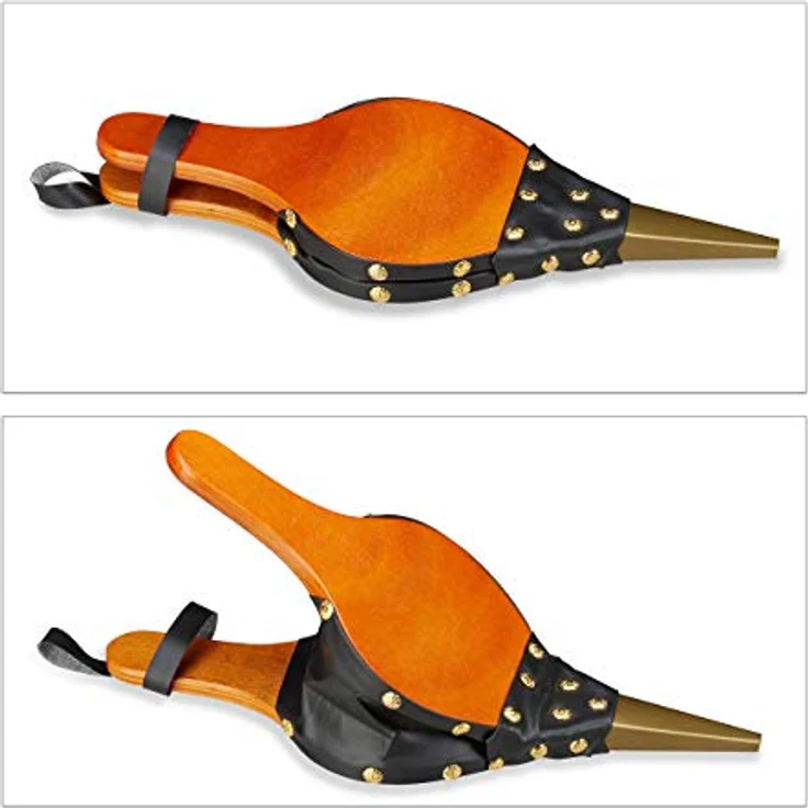 Blasebalg Grill & Kamin, rustikaler Handblasebalg, goldene Ziernägel, Luftbläser, 39 cm lang, braun-schwarz – Bild 6