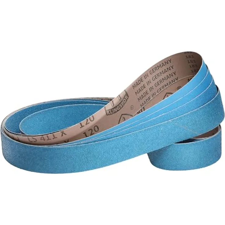 Klingspor CS 411 X Schleifband, 50 x 2000 mm, 4-teiliges Premium-Set mit Körnungen 40, 60, 80 und 120, Industriequalität, Zirkonkorund, für Edelstahl und Metall