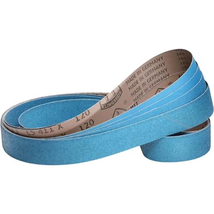 Klingspor CS 411 X Schleifband, 50 x 2000 mm, 4-teiliges Premium-Set mit Körnungen 40, 60, 80 und 120, Industriequalität, Zirkonkorund, für Edelstahl und Metall – Bild 1