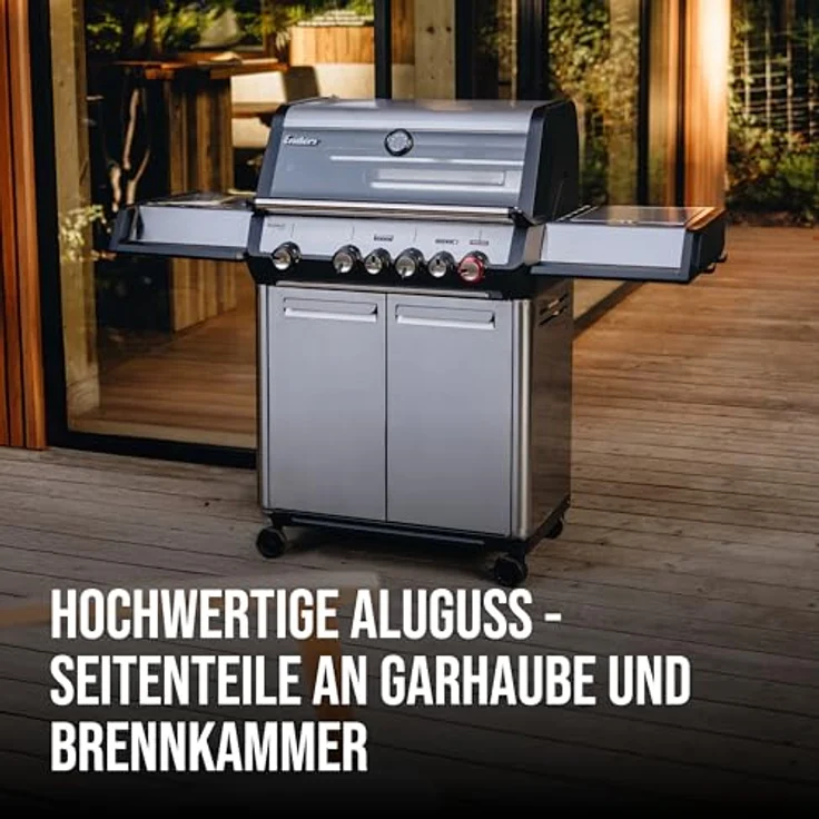 Enders Monroe Pro 4 SIKR Turbo, Gasgrill mit 4 Brennern, Hochleistungshitzezone, Rückwandbrenner und gusseisernem Grillrost – Bild 6