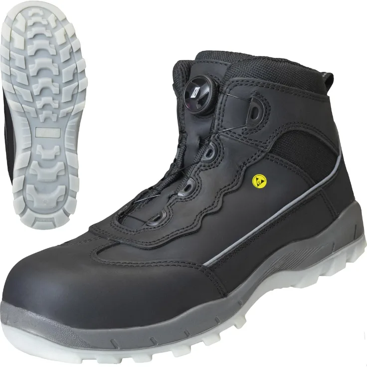 NITRAS SAFETY Nitras Boot Sport Step Mid Fit, S2 Sicherheitsstiefel Gr. 46, schwarz mit rutschhemmender PU/TPU-Laufsohle