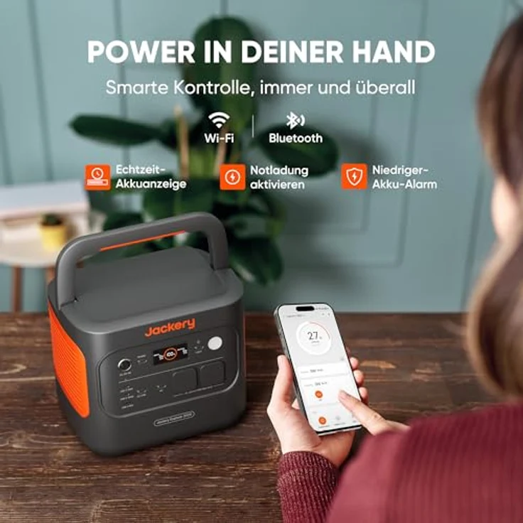 Jackery Explorer 2000 v2, Tragbare Powerstation mit 2042Wh, 2200W Ausgang und 2 * 100W Solarpanel, LiFePO4 Batterie für Camping und Off-Grid – Bild 5