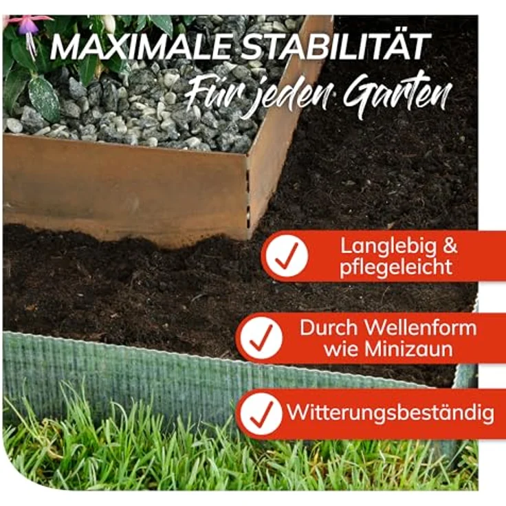 bellissa Rasenkante Welle verzinkt 14 cm x 500 cm – Bild 4