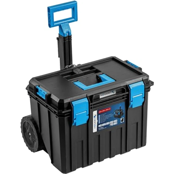 Högert Technik HT7G501 Werkzeugkiste auf Rädern, Tragfähigkeit bis 50 kg, modularer Aufbau, staubdicht, robust gegen Beschädigungen, mit ABS-Verschlüssen – Bild 1