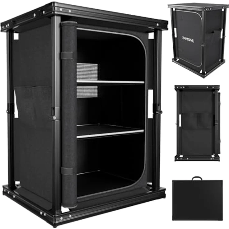 24MOVE Campingküche Bergamo, faltbare Aluminium Reiseküche mit 60 x 50 x 80 cm Arbeitsplatte, großzügigen Staufächern und platzsparendem Faltmaß 62 x 9 x 52 cm – Bild 1