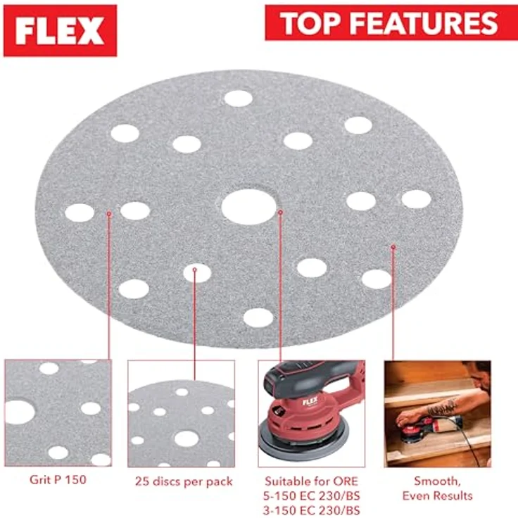 FLEX Schleifscheiben FLEX LIJA UNIVERSAL D150-14 SV-P150, langlebige Qualität, 25 Stück - A531.545 – Bild 2