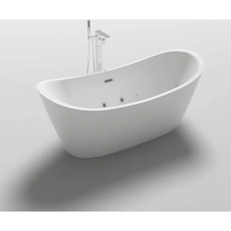 HOME DELUXE Badewanne OVALO PLUS 180 x 90 x 72 cm, freistehend mit Whirlpoolfunktion und Farblichttherapie
