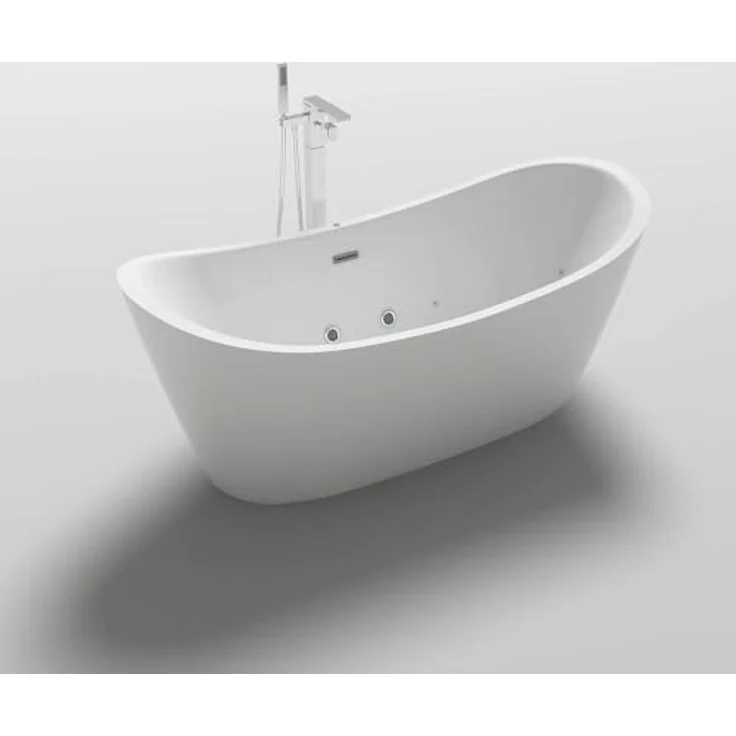 HOME DELUXE Badewanne OVALO PLUS 180 x 90 x 72 cm, freistehend mit Whirlpoolfunktion und Farblichttherapie – Bild 1