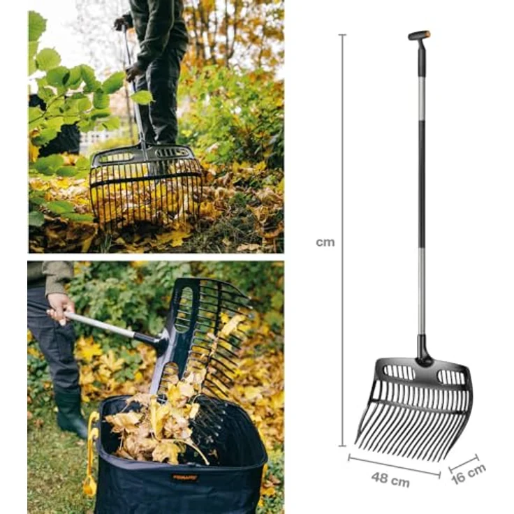 Fiskars Schaufelrechen Ergonomic, Kombination aus Schaufel und Rechen, langlebig aus Polycarbonat/Aluminium, 150 cm, Schwarz/Grau, 1077116 – Bild 2