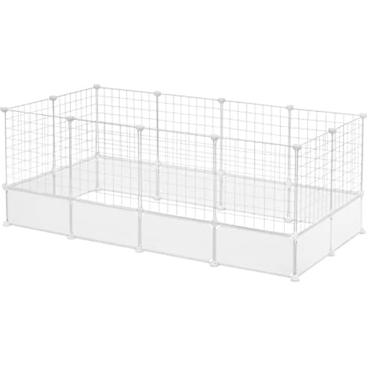 EUGAD Freigehege für Kaninchen, Freilaufgehege Kaninchen, Meerschweinchen Gehege, Weiß BHT 142x53x71cm – Bild 1